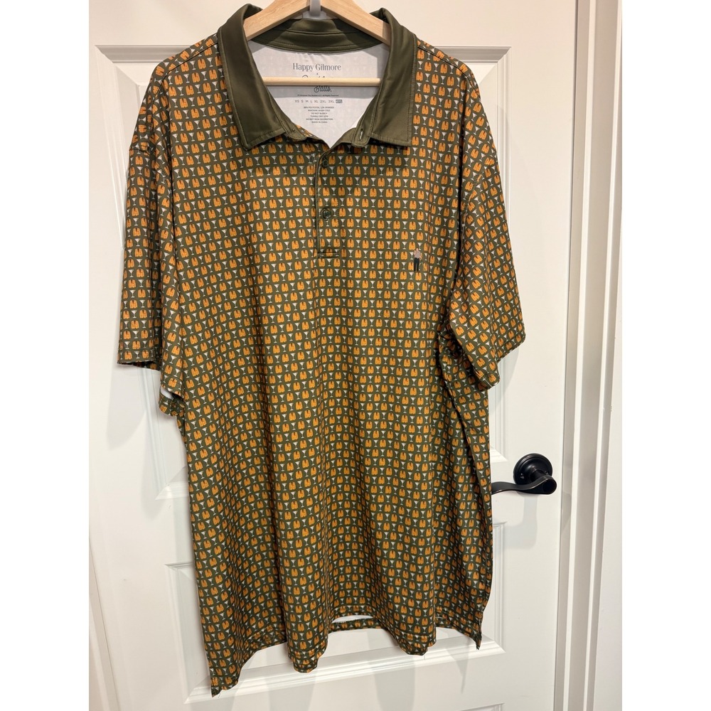 Happy Gilmore x Breakfast Balls Golf Polo Shirt Olive Gold Jacket Martini 4XL